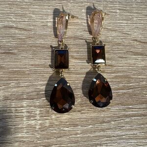 Elegant Gold and Brown Drop Earrings